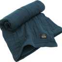 HIORIE Japanese Gauze Blanket, 8-Layered Twin Size, 100% Cotton, Lightweight Soft Breathable, All Season, Machine Washable, Navy, 69x79inches