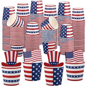 50 Pcs 4th of July Cups Patriotic Treat Snack Cups 10 oz American Flag Dessert Bowls Independence Day Ice Cream Bowl for Dessert Treats Patriotic Independence Day Party Favor Supplies