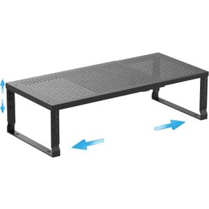 Expandable Spice Rack Kitchen Cabinet Shelf Organizer, Stackable Storage Shelves Racks, Adjustable Counter Shelving for Cabinets, Countertop, Cupboard,Pantry and More.(1Pack/Black/Medium)