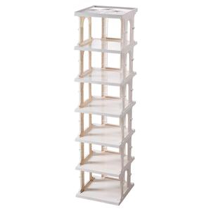 RILBOX Foldable Multi Layer Narrow Vertical Shoe Rack Organizer Cabinet Single Pairs Sturdy Shoe Shelf No Assembly for Home and Entryway 7 Tier - 10.4" W