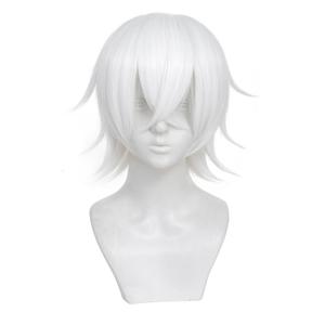 Short White Wig for Men/Women Short White Men's Wigs for Cosplay Anime Cosplay Wig Layered Party Wigs with Bangs for Halloween Costume Christmas Peluca Negra Synthetic Hair (White-60A)