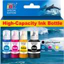 Starink Replacement for 502 Refill Ink Bottle 4 Pack Replacement for Epson 502 Ink Refill Bottles Compatible with EcoTank ET-2850 ET-3850 ET-4850 ET-2760 ET-3760 ET-4760 ET-3750 ET-15000 Printer