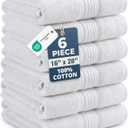 White Hand Towels for Bathroom - Pack of 6 (16"x28") 100% Cotton Hand & Face Towels - Soft, Durable, Quick Dry & Highly Absorbent, Fingertip Towel for Bathroom - Great for Gym, Salon, Spa & Family Use