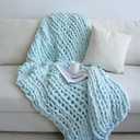 Maetoow Chenille Chunky Knit Blanket Throw 4050 Inch, Handmade Warm & Cozy Blanket Couch, Bed, Home Decor, Soft Breathable Fleece Banket, Christmas Thick and Giant Yarn Throws, Baby Blue