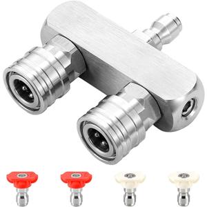 EASYBRO Pressure Washer Tips, 2-in-1 Power Washer Nozzle Tip, Dual Pressure Wash Nozzle Tips with 4PCS Spray Nozzles, 1/4 Inch Quick Connect, 5000 PSI