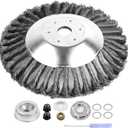AR-PRO 10-Inch Rotary Weed Brush Blade with Universal Adapter Kit - Round Steel Wire Brush Cutter Trimmer Head Compatible Straight Shaft Trimmer for Husqvarna, Stihl, Oregon, and Hitachi