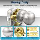 6 Pack Brushed Nickel Door Knob, Round Interior Door Knobs for Hallway Closet, Non-Locking Passage Door Knobs, Keyless Door Handles for Left/Right Handle Doors