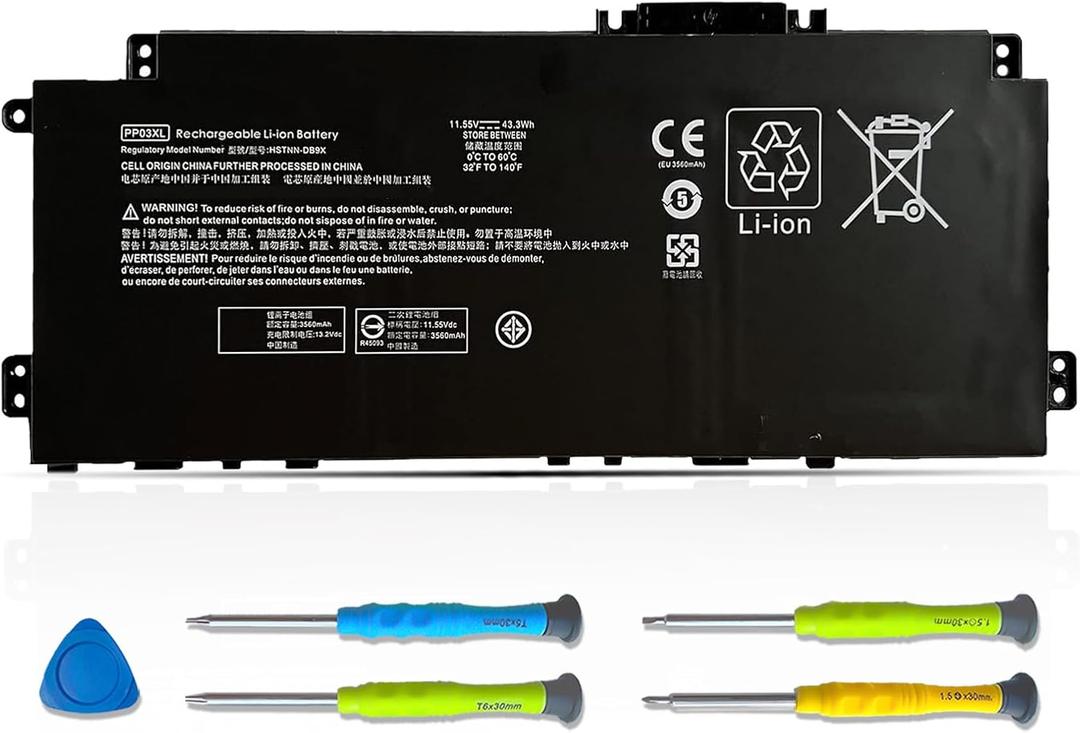 ASODI PP03XL PV03XL M01118-421 Laptop Battery Compatible with HP Pavilion x360 13-BB 14-DV 14M-DW 14M-DW0023DX 14-DK 15-EH Series M01144-005 HSTNN-DB9X HSTNN-LB8S HSTNN-OB1P 11.55V