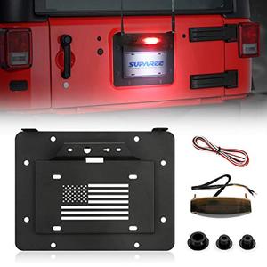 SUPAREE Spare Tire Delete License Plate Relocation Kit w/Plate Illuminate Light Third Brake Light Fits for 2007-2018 Wrangler JK & Unlimited