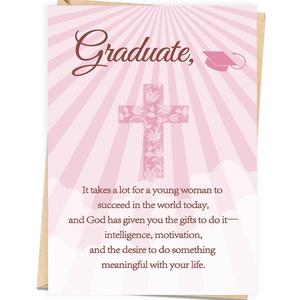 3 x Christian Graduation Card for Women, Religious Graduation Gift for Her, Inspirational Faith-Based Blessings for High School, College & University Graduates