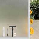 COUNTEWOL Window Privacy Film Frosted Glass Window Film Heat Blocking Window Tinting Film for Home Non Adhesive Static Cling Removable Frosting Bathroom Door Window (Pure, 17.5" x 78.7")