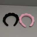 Spa Headbands for Washing Face or Facial, Set of 2 Skincare Headbands, Terry Cloth Headband Wash Combo Pack - Puffy Makeup Washing, Mask, Skin Treatment (Black & Pink)