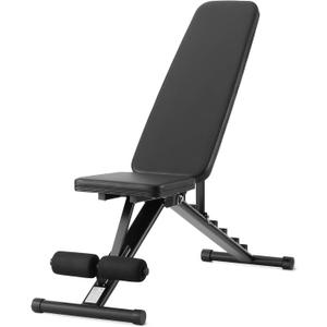 Amazon Basics Adjustable Workout Weight Bench Press, Foldable for Home Gym, Black
