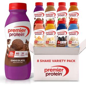 Premier Protein Shake, 8 Flavor Variety Pack, 30g Protein, No Added Sugar, 24 Vitamins & Minerals to Support Immune Health, 11.5 fl oz, 8 Pack (EXP 07/01/26)