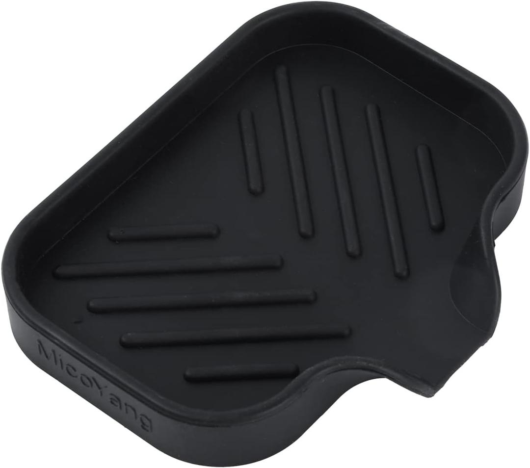 Silicone Bathroom Soap Dishes with Drain Spout-Bathroom and Kitchen Sink Organizer, Sponge Holder, Dish Soap Tray, Perfect for Dispenser, Scrubber, Bottle, Cup on Sink or Counter-Black 4.9"3.2"