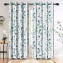 Renaiss Eucalyptus Leaf Curtains Green Eucalyptus Print Blackout Window Drapes for Bedroom Botanical Grommet Top Thermal Insulated Window Curtains for Living Room 29W x 45L 2 Panel Set