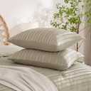 JELLYMONI Pillowcases King Size Khaki 2 Pack Boho Striped Bed Pillow Covers 20x36in Polyester Envelope Pillow Shams Tufted Bohemian Textured (Pillows are not Included)