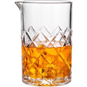 Cocktail Mixing Glass Bartender | 24oz Crystal Bar Stirring Glass | Old Fashioned Cocktail Beaker | Clear Drinks Stirred Pitcher Professional Whiskey Barware Bartending Mixer (1 Pack)
