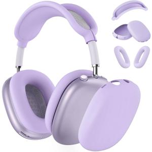 Silicone Case Cover for AirPods Max Headphones,Ear Pad Case Cover/Ear Cups Cover/Headband Cover for AirPods Max(USB-C/Lightning)(2024/2020),Soft Silicone Accessories for Apple AirPods Max,Pastel Lilac