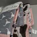 Hahafelt 3 Piece Patchwork Western Crib Bedding Set for Boys Girls Cow Cactus Print Baby Bedding Barnyard Western Nursery Decor Soft Baby Bed Set Includes Quilt Fitted Crib Sheet Bed Skirt (Pink,Gray)