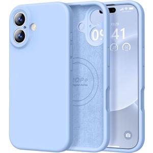 Vooii Magnetic for iPhone 17 Case, Compatible with Magsafe (Premium Liquid Silicone) (Integrated Camera Control Button) Full Body Protective Anti-Scratch Microfiber Lining 6.3", Light Blue