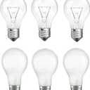 3pack Frosted & 3pack Transparent 100 Watt Incandescent Light Bulbs, A19 Shatter Resistant Rough Service Light Bulb (6pack)