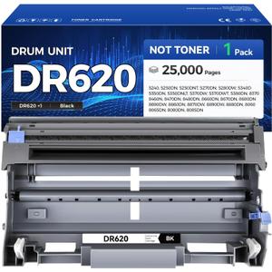 DR620 Drum Unit 1 Pack (Not Toner) Replacement for Brother DR-520 DR-620 Imaging Drum Kit Compatible with HL-5340D 5370DW 5370DWT 5380DN DCP-8060 8080DN 8085DN MFC-8480DN 8680DN 8690DW 8890DW Printer