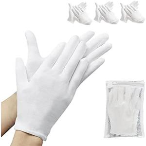 6 Pcs 3pairs White Cotton Glovesmoisturizing Gloves, Cotton Gloves for Dry Hands Eczema, White Sleep Gloves for Men and Women, Beauty Coin SPA Cloth Gloves S