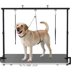 Artibear Dog Grooming Arm with Clamp for Large Dog, Adjustable Height to 33in and Width to 43in, Pet Grooming Table Arm with 2 Loop Noose & 2 No Sit Haunch Holder for Home & Store (Table Not Include)