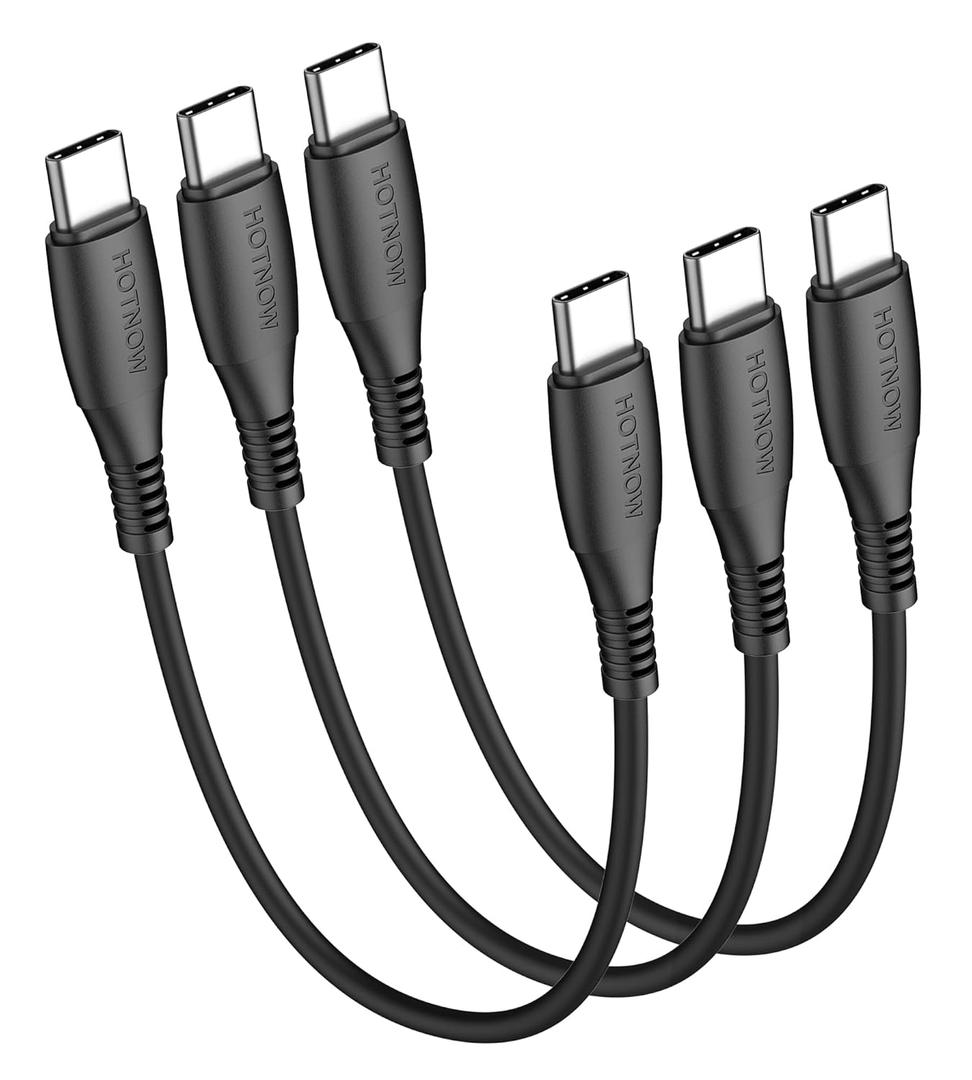 USB C to C Cable 1FT 3 Pcs, Short 12inch USB-C 65W Fast Charging Cords for iPhone 15 16, for Samsung Galaxy S25 S24 S23, Air 2020, iPad Pro, Power Bank and Other Type c Devices