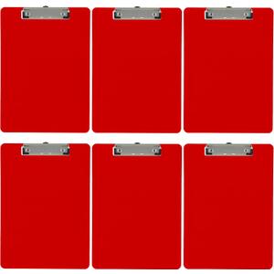 Trade Quest Plastic Clipboard Opaque Color Letter Size Low Profile Clip (Pack of 6) (Red)