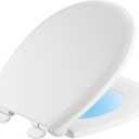 DELTA FAUCET Rubber Limited 803902-N-WH Sanborne Round Nightlight Toilet Seat with Slow Close and Quick-Release, White