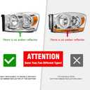 Headlight Assembly Pair for 2006-2008 Dodge Ram 1500 2006-2009 Dodge Ram 2500 3500 Clear Lens Chrome Housing Amber Reflector Left Right W/O Bulbs