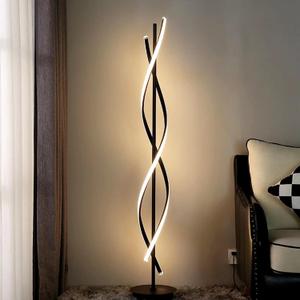 JUTIFAN Modern Spiral Floor Lamp for Living Room, 48W Dimmable Led Corner Floor Lamp with Remote Control, 53 Inch Black Floor Lamps 3 Color Tall Corner Reading Lamp Standing Floor Lamps for Bedroom