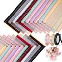 100 Sheets Flower Wrapping Paper with Pure Color Flower Bouquet Wrapping Paper for Waterproof DIY Crafts Packaging, 22.8x22.8 inch (10 Colors) with 3 Ribbons