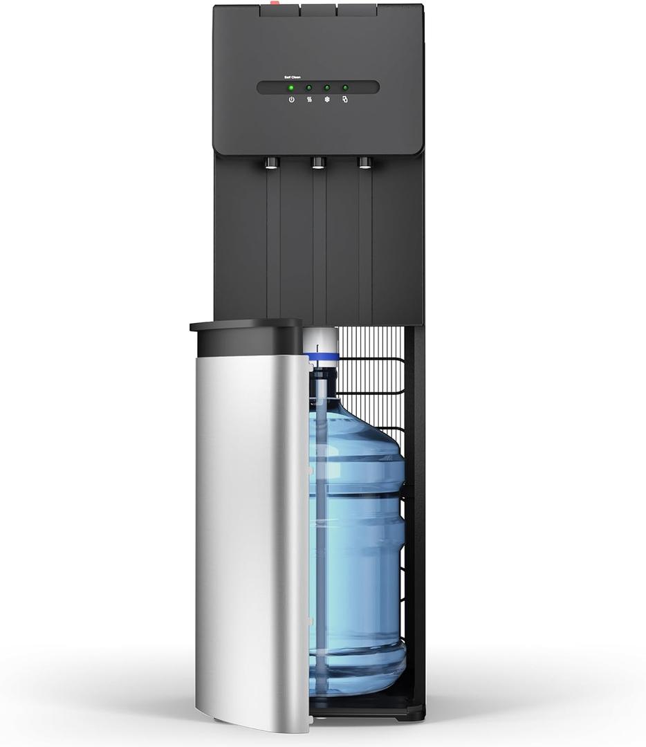 Euhomy Bottom Loading Water Dispenser for 5 Gallons, 3 Temperatures (Cold/Hot/Warm) with Child Lock, Display Light, Water Dispenser for Apartments, Schools, Companies, Black