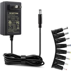 Kado Power Adapter 12V-3A 2.5A 2A 1.25A 1A AC/DC Power Cord 5.5x2.1mm with 8 Tips Made for Sceptre Monitor, Echo Smart Speaker & Display, Webcam, Router, Mini PC, Projector, CCTV, Bluetooth Speaker