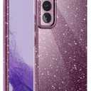 CUZMIGO Sparkly Case for Samsung Galaxy S22, Cute Neon Bright Color Phone Cases for Women Girls, Glitter Shiny Bling Slim Fit Soft TPU Shockproof Cover with Camera Protection, Dark Purple