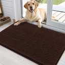 OLANLY Dog Door Mat for Muddy Paws 36x24, Absorbs Moisture and Dirt, Absorbent Non-Slip Washable Doormat, Quick Dry Chenille Mud Mat for Dogs, Entry Indoor Entryway Carpet for Inside Floor, Brown