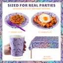 LemonRoad 179 Pcs K Pop Theme Party Supplies Set, K Pop Theme Birthday Tableware Set Purple Holographic Laser Energy Pattern Plates, Tablecloths, Banner, Cups, Napkins, Purple Party Sets for 25 Guests