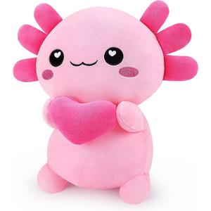 Achwishap Axolotl Plush,Axolotl Stuffed Animal Plush Toys,14 Salamander Plushie,Cute Plushies Soft Newt Plushy Kawaii Plushies Huggging Pillow,Cuddly Animal Body Pillow Gifts for Birthday(Pink)