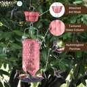 Nature’s Way Rosewood Column Gravity Glass Hummingbird Feeder for Outdoor Décor, 23 oz Nectar Feeder with 6 Flexible Flower Ports, Continuous Perch Ring, Built-in Ant Moat & Easy-Clean Design