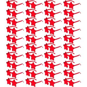 40 Pairs Rimless Star Sunglasses Bulk Wholesale Transparent Candy Color Star Glasses for Women Men Party Favors (Red, S)