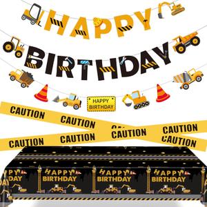 Construction Birthday Party Supplies Construction Birthday Banner Construction Party Tablecloth for Construction Theme Birthday Party Decorations