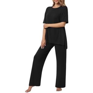 Netsmile Women's Pajamas Set 2 Piece Lounge Sets Short Sleeve Long Pants Ladies Pjs Comfy Loungewear Outfits with Pockets XL