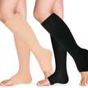 Open Toe Compression Socks 15-20 mmHg for Women and Men Knee High Toeless Circulation Compression Stockings Size S/M