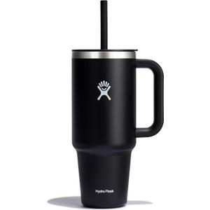 Hydro Flask Travel Tumbler with Handle, Lid and Straw - Insulated Stainless Steel in 40 Oz Black