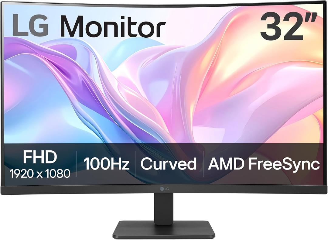 LG 32MR50C-B Curved Monitor 32-Inch FHD 100Hz AMD FreeSync OnScreen Control Dynamic Action Sync Black Stabilizer Tilt Stand (HDMI) - Black
