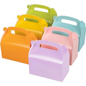 Oletx 30-Pack Colorful Party Favor Treat Boxes, Goodie Boxes, Gable Paper Gift Boxes with Handles. Perfect for Rainbow Party Decoration Supplies