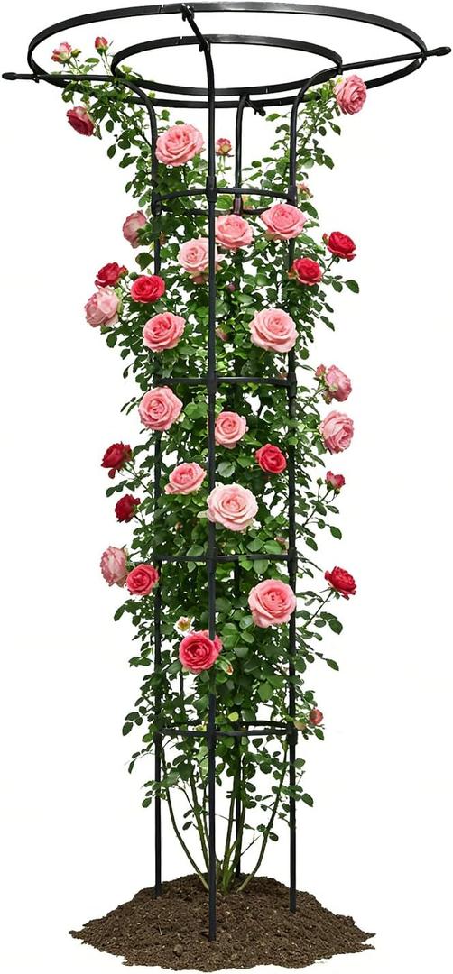 Garden Trellis for Climbing Plants Outdoor,70.9 Inch Mushroom Top Trellis, Height Adjustable Thick Twisted PE-Coated Metal Pipe,Plant Support for Potted Plants Vine Rose Clematis Vegetables
